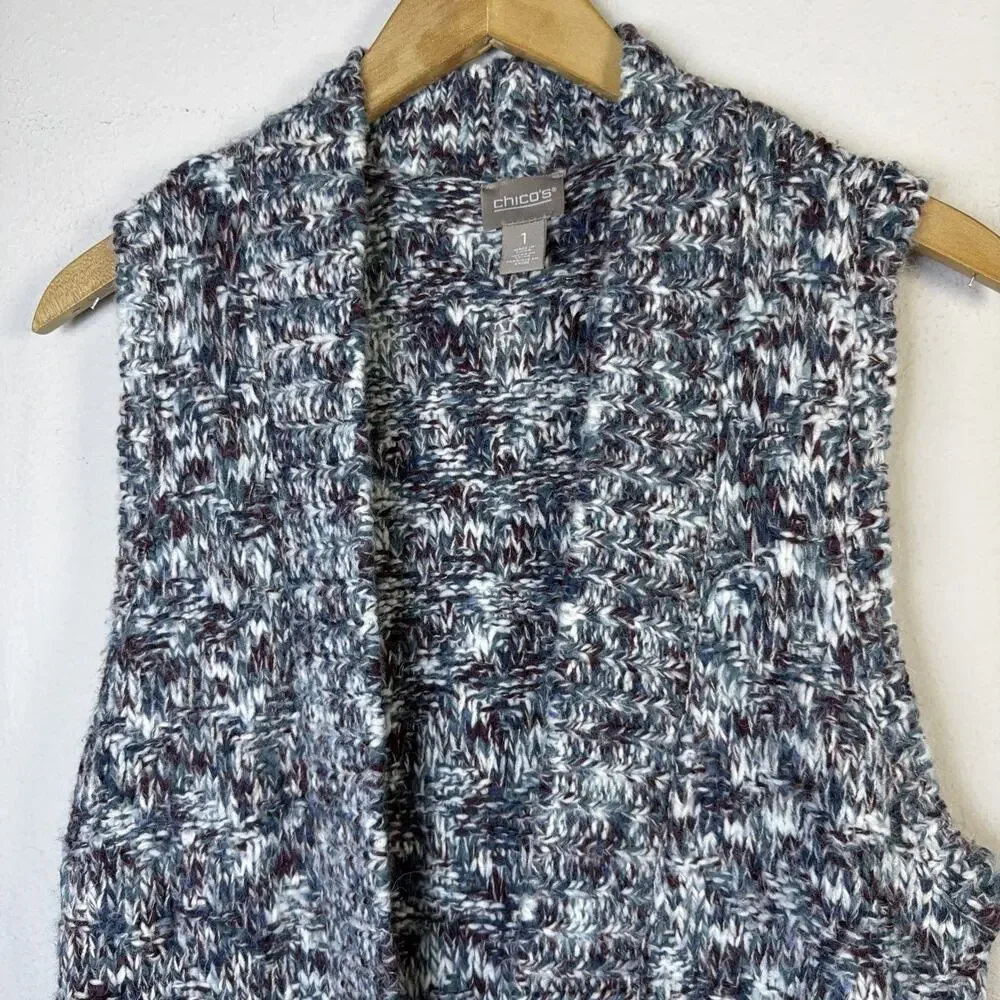 Chico's 1 Women's medium 10 Cardigan vest Sweaters Sleeveless Tops bohemian - Picture 4 of 12